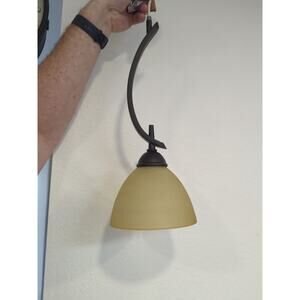 Mini Pendant Vanity Light Oil Rubbed Bronze 6.75 W X 21.5 H 100W Creme Cognac